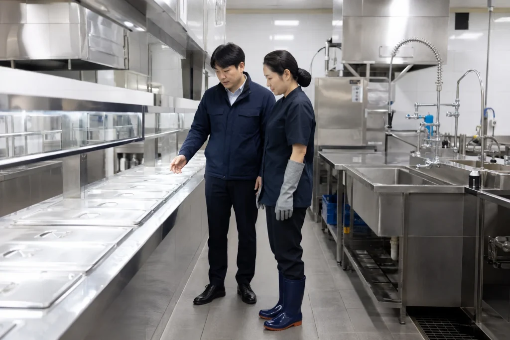 구내식당 주방 청소 완료 확인